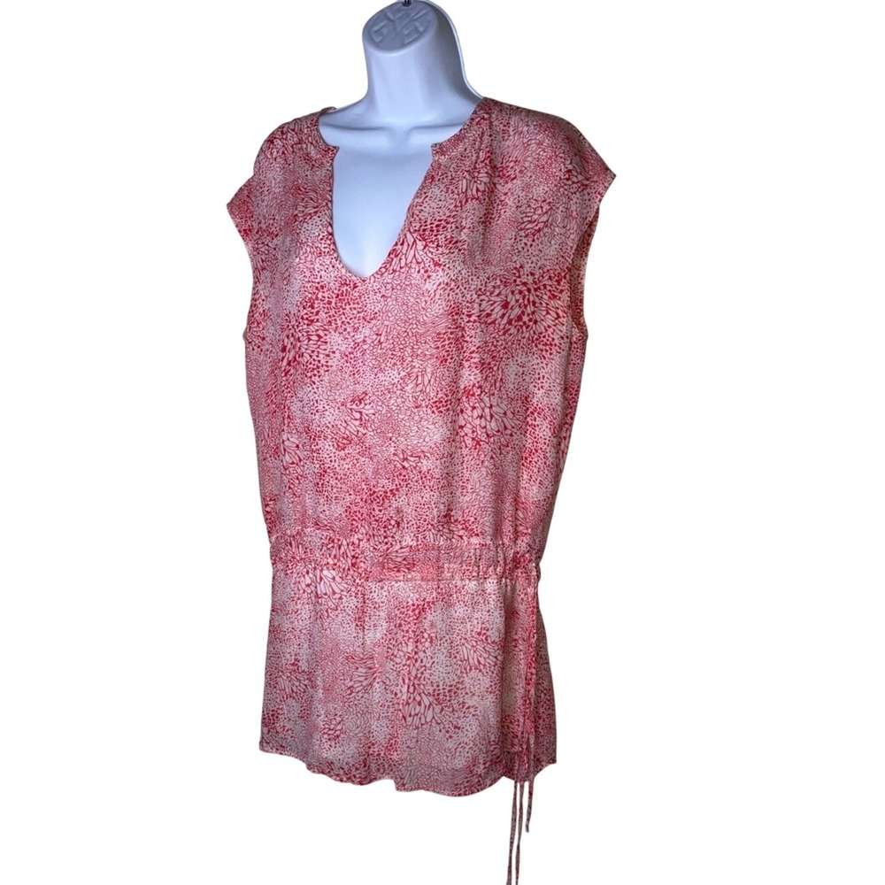 Rory Beca Silk Pink Flowy Drawstring Waist Tunic Size Medium Boho Romantic